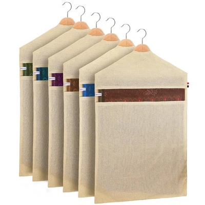 Хлопковые сари сумки комплект из 6 одиночный карман 30 X 18 дюймов для хранения одежды - Изображение 1 из 4