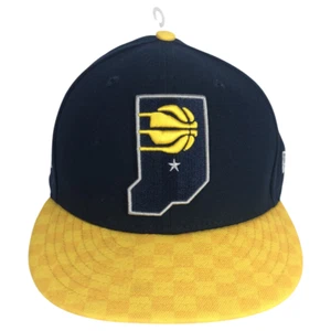 NBA New Era 9Fifty Snapback Indiana Pacers Embroidered Hat Navy Yellow Checkered - Bild 1 von 9