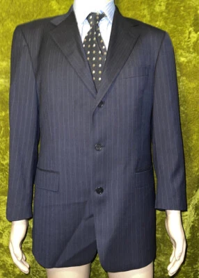 Ted Baker Para Hombres Azul Marino A Rayas 3 Botones Traje Lana Blazer 40 Pantalones 32 x 28 Foto 1 de 4