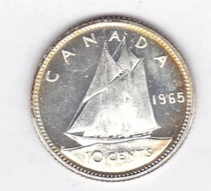 1965 ARGENTO CANADA DIECI CENTESIMI. SUPERFICI A PROVA DI QUALITÀ. pz 0 - Foto 1 di 2