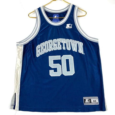 Vintage Georgetown Hoyas #50 Men's Basketball Starter Jersey Size 46 Blue Ncaa Cover