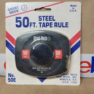 Vintage GREAT NECK 50' Foot Crank Roll Up Steel Tape Measure USA - Picture 1 of 4