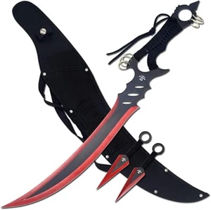 24" Snake Eye Tactical Full Tang Red Ninja Fantasy Sword Set with Nylon Sheath - Picture 1 of 6