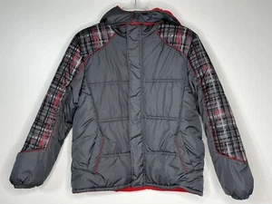 iXtreme Boys Hooded Gray and Red Insulated Puffer Jacket Size 18 - Picture 1 of 5
