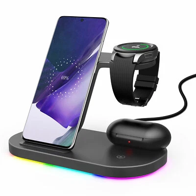 Laser 3 in 1 Wireless Charging Station For Apple Samsung and Galaxy Watch - Image 1 of 4