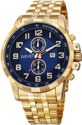 August Steiner AS8153YGBU Swiss Quartz Tachymeter Month Date GMT Mens Watch - Image 1 of 4