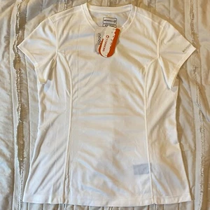 Merrell Shirt Womens Large White NADA Dye Free Leota 20+ UPF Opti Wick Athletic - Picture 1 of 19