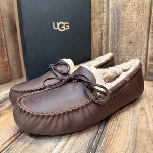 UGG OLSEN SLIPPER MENS US 11 MOCCASIN TAN LEATHER SHEEP WOOL LOAFER EUR 44 - Picture 1 of 12