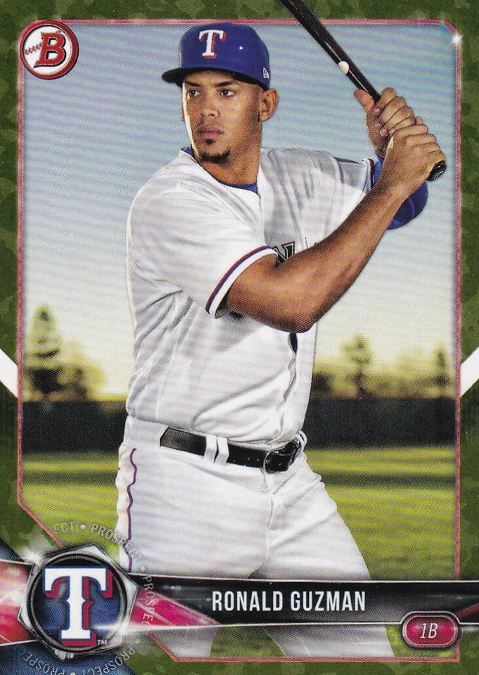 2018 BOWMAN CAMO PARALLELS RC RONALD GUZMAN TEXAS RANGERS PROSPECTS - P1475 - Image 1 of 2