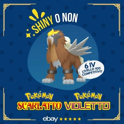 Entei Shiny o Non ✨ 6 IV Competitivo Custom Pokémon Scarlatto Violetto 🟠🟣 - Immagine 1 di 4