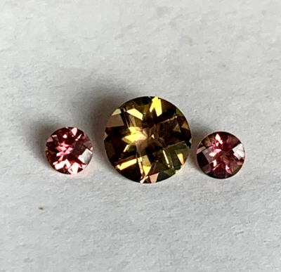 Andy's Gem Garage Sale -7mm Round Parti Tourmaline/ Pink Tourmaline combo Wowza! - Image 1 of 4