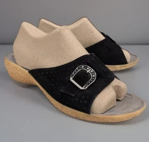 Fly Flot Sz 9 Wedge Sandals Eur 40 Black Suede - Picture 1 of 21