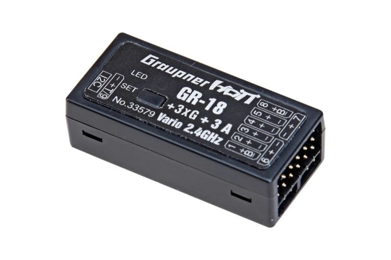 Graupner GR-18 +3xG +3A + Vario HoTT 9-Kanal Empfänger 2,4GHz - 33579 - Bild 1 von 1