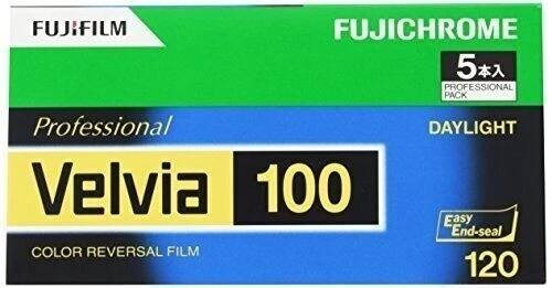 FUJIFILM Fuji VELVIA 100 120 Color Reversal Film 12 sheets 5 rolls New From JP - Image 1 of 1