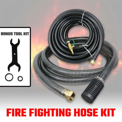 Fire Fighting Hose Kit 20M 3/4″ Pressure W/ Nozzle 5M 1.5" Suction for Pump - image 1 of 4