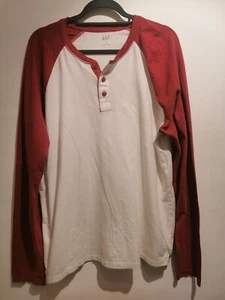 Henley T Shirt Mens X Large Rust Cream Baseball Pullover Thermal Rust Head - Picture 1 of 4