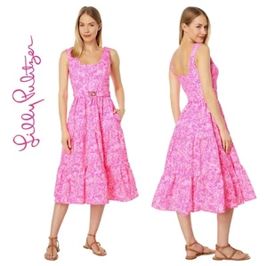NWT Lilly Pulitzer McKinnon Midi Cotton Sundress Pink Blossom Foxy Llama • 12 - Picture 1 of 6