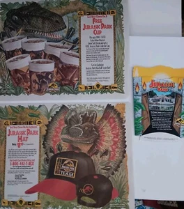 Complete Set, Jurassic Park Placemats, and FRY BOX - BRAND NEW, MINT!! - Picture 1 of 9