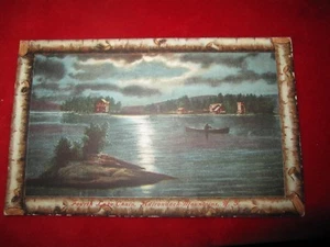 New York Adirondack Mt. Fourth Lake Chain Colored Postcard 1909 - Picture 1 of 7