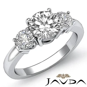1.8 Ctw Round Diamond Engagement Three Stone Ring GIA F VS1 14k White Gold - Picture 1 of 12