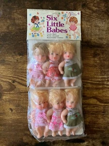 6 Little Babes 1983 BEATOY INC H.K Fully Joined Curly Hair NIP NOS Vintage - Picture 1 of 4