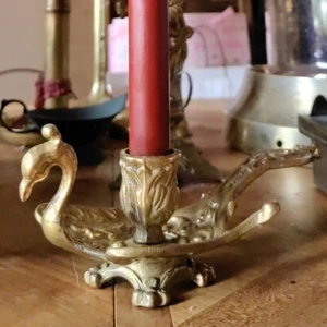 Bougeoir en Laiton oiseau vintage. Porte bougie en forme de Cygne. 1970 - Photo 1 sur 6