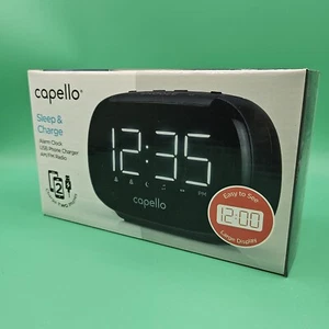 Capello Compact Digital Alarm Clock Sleep & Charge USB Charger Black BRAND NEW - Picture 1 of 5