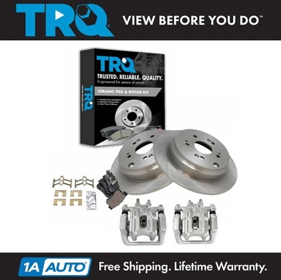 TRQ Rear Brake Calipers Ceramic Pads & Rotors Fits 2005-2006 Honda CR-V - Image 1 of 4