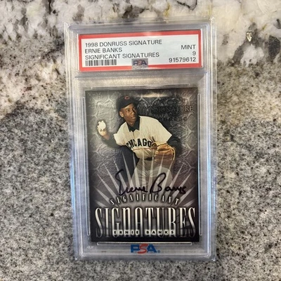 1998 DONRUSS SIGNATURE SIGNIFICANT SIGNATURES ERNIE BANKS #/2000 PSA 9 AUTO HOF - Image 1 of 2
