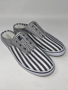 Lauren Ralph Lauren Slide Canvas Nautical Signature Mule Women's Size 8.5B - Picture 1 of 18
