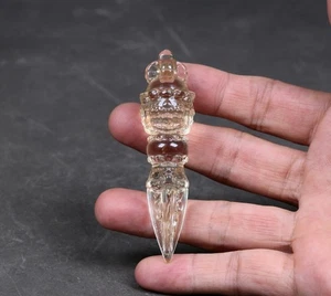 The Qing dynasty Tibetan Nepali India Himalayan crystal Prayer Amulet Vajra - Picture 1 of 11