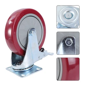 4PCS 5 Inch Jujube Red Anti-winding Universal Wheel Single- Casters - Picture 1 of 12