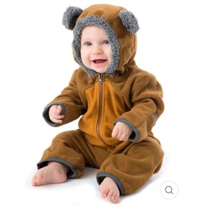 Cuddle Club BEAR FLEECE BUNTING TWO TONE Brown Tan Sz 6-12 Months NWT - Picture 1 of 9