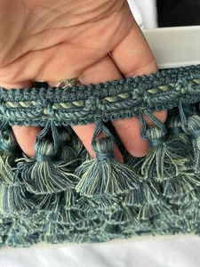 2 1/2" blau grün Quaste Fransen Stoff Polster Borte 13 Yards Borte - Bild 1 von 4