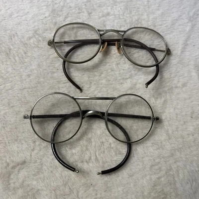 Vtg 40's American Optical Safety Spectacle Glasses Lot 2 Pairs Circle Steampunk - Image 1 of 4