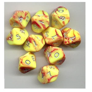 NEW RPG Dice Set of 10D10 - Toxic Yellow-Red - Picture 1 of 1