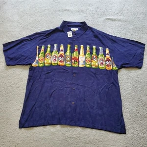 Vintage Big Dogs Shirt Mens 3XL Blue Hawaiian Beers Beach Lightweight Rayon - Picture 1 of 21
