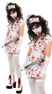 Infirmière Zombie Adultes Déguisement Halloween Sexy Sang Infirmières Tenue UK 4 - Picture 1 of 6