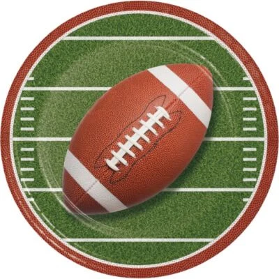 AMSCAN Football Fun 9 Inch Plates Paper 8 Per Pack Football Tableware Supplies