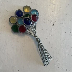 Balloon Suncatcher Tiffany Style Ten Vtg Stained Glass Bead Wire Ornament UP - Picture 1 of 4