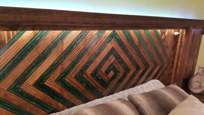 Роскошный зеленый изголовье кровати из эпоксидной смолы, изголовье кровати размера King, домашние украшения  - Изображение 1 из 4