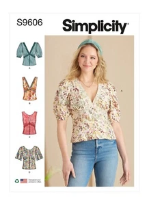 SIMPLICITY 9606 MISSES BLOUSE & TOPS Sewing Pattern Sizes 6-14 & 16-24 - Picture 1 of 9