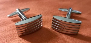 Scott & Taylor Silver Stripe Cufflinks 0056864 - Picture 1 of 6