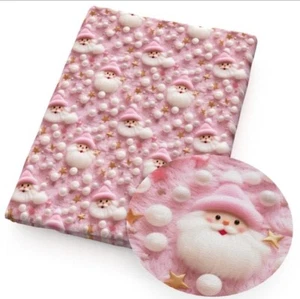 Christmas Tree 3D Santa pink Polyester Cotton blend fabric 20"x55" 1152114 - Picture 1 of 1