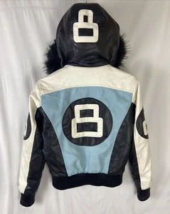 Robert Phillipe Faux Leather 8 Ball Jacket W/ Zip Off Hood YOUTH Size Medium - Picture 1 of 13