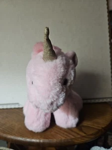 FAO Schwarz Pink Unicorn Mini Gold Glitter Plush 8” Stuffed Animal - Picture 1 of 9