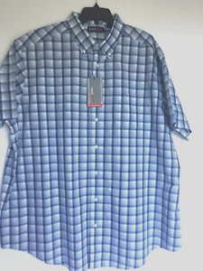 4XB Roundtree Yorke Big & Tall Reise Knopfleiste Kurzarm Herren blau neu mit Etikett - Bild 1 von 12