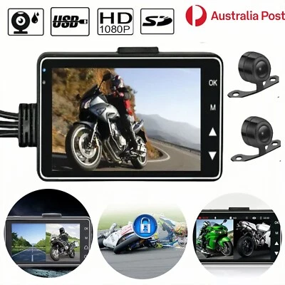 3'' 1080P Motorcycle Dash Camera Front Rear HD Waterproof DVR Recorder Night AU - Image 1 of 4