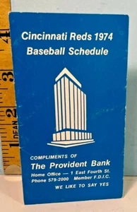 1974 Cincinnati Reds Baseball Schedule Provident Finance Bank - Picture 1 of 4
