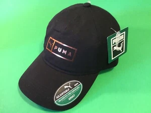 PUMA OSFA Adjustable Adult Snapback Hat ONE SIZE Black w/Gold 100% Cotton - Picture 1 of 12